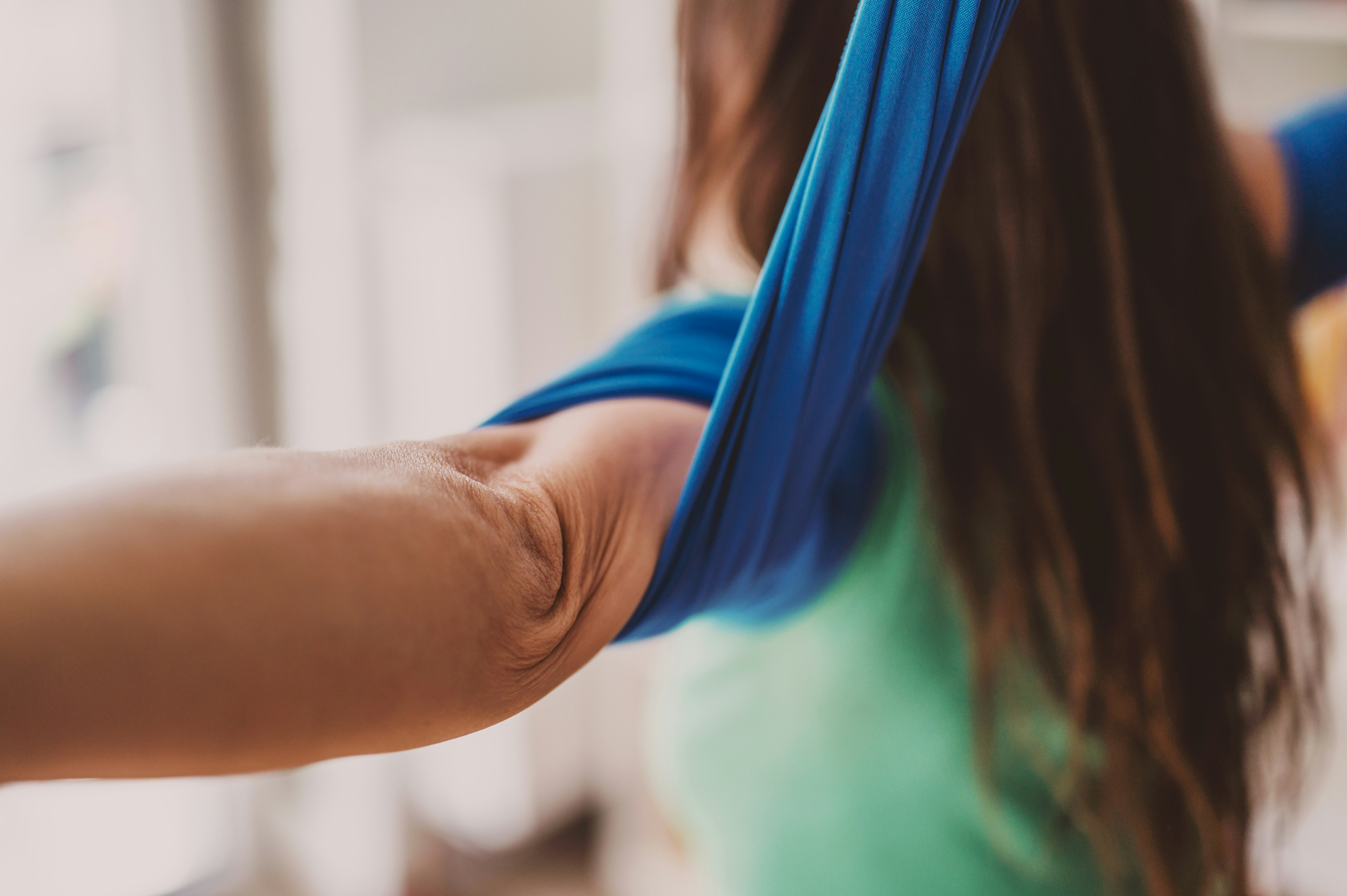 woman in blue tank top